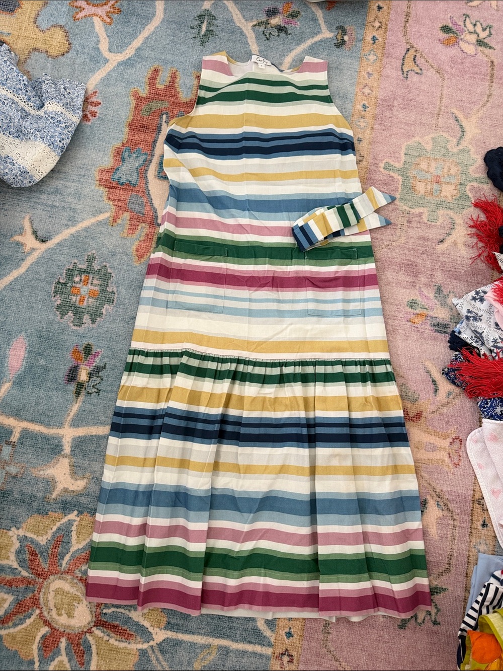 Women's Multicolor Striped Sleeveless Dress